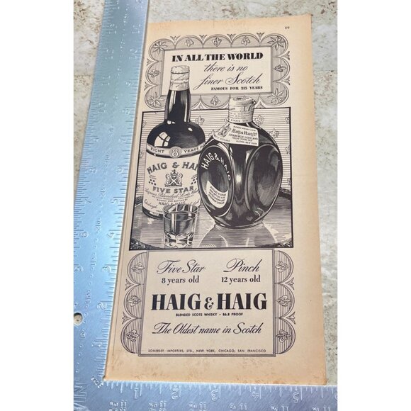 Haig & Haig Scotch Vtg Print Ad 40s Oldest Name in Scotch Alcohol Advertising - Picture 2 of 6